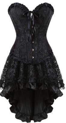 Vintage Steampunk Corsets Gothic Overbust Carnival Dress Costume Petticoat Mini Skirt