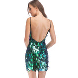 Backless Sequin Sexy Summer Bling Party Queen Sleeveless Straps Runway Dress