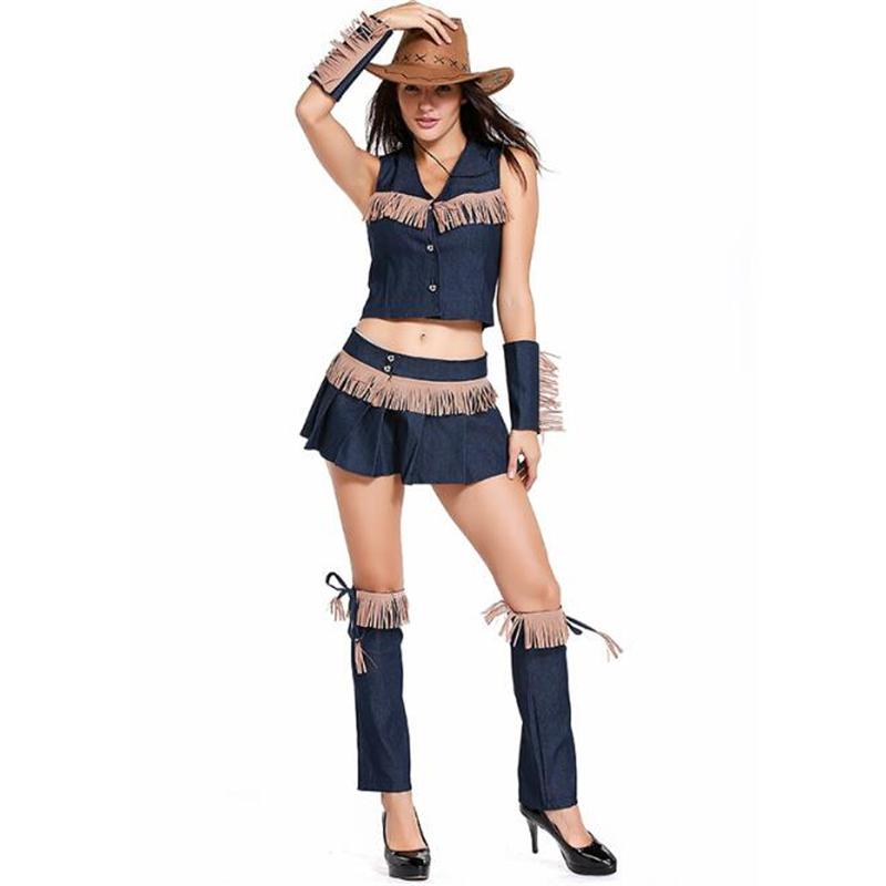 Sexy Women Cowgirl Costume Fancy Halloween Carnival Adult Performance Party Cosplay Clothing