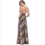 Double Side Slit Sequins Sexy Maxi Spaghetti Strap V-neck Chic Sequin Slip Dress