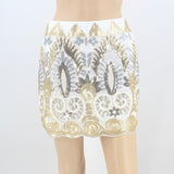 Vintage 1920s Embroidered Floral Beaded Sequin Elastic Waist Short Luxurious Mini Pencil Skirt