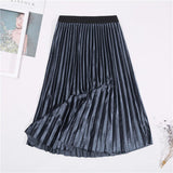 New 9 Color Long Women High Waisted Soft Skinny Velvet Pleated Elegant Maxi Skirt