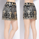 Vintage 1920s Embroidered Floral Beaded Sequin Elastic Waist Short Luxurious Mini Pencil Skirt