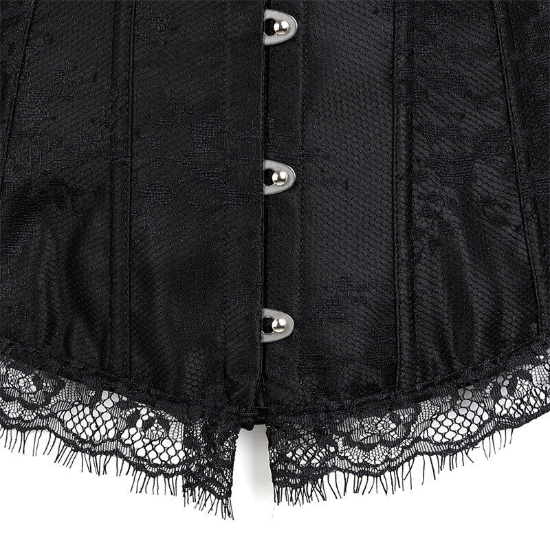 Sexy Lace Steampunk Overbust Corset Vintage Women Satin Bustier Halloween Costume Party Club Wedding Gothic Tops Black