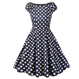 Pin Up Vintage Yellow Cap Sleeve Summer Cotton Casual Polka Dot Rockabilly Retro Dress