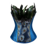 Size S-6XL Burlesque Overbust Corset Embroidery Peacock Princess Corset Gothic feather Clothing Body Shaper Bustier