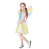 Cute Girls Rainbow Fairy Costume Halloween Carnival Fantasy Kids Cosplay Princess Dress