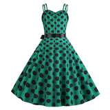 Women Summer Sexy Spaghetti Strap Polka Dot Dress Vintage Elegant Big Swing Party Rockabilly Dress Vestidos