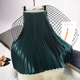 Autumn Women High Waist Pleated Casual Women Long Skirt