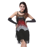 Women Bling Latin Dance Dress Sexy Rainbow Color Club Slip Gradual Sequin Fringe Dress With Tassel Vestido Robe Paillettes