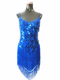 Competition Dance Shining Sequined Fringed Latin Tango Rumba Samba Party Slip Dress Club Costumes