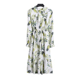 Women Long Sleeve Floral Print Midi Chiffon Casual Slim Party Lady Office Dress