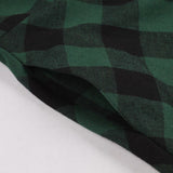 Pin Up Vintage Green Plaid Elegant Turn-Down Collar Pocket Side Cotton Gingham Rockabilly Dress