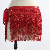 Belly Dance Glitter Swing Sequin Tassel Fringe Hip Belt Waist Skirt Bamba Ibiza Festival Raves Chiffon Wrap Skirt