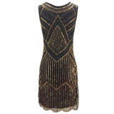 1920s Great Gatsby Flapper Vintage O-Neck Sleeveless Scalloped Hem Party Dress Embellished Beaded Sequin Dress