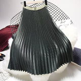 Autumn Women High Waist Pleated Casual Women Long Skirt