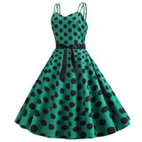 Women Summer Sexy Spaghetti Strap Polka Dot Dress Vintage Elegant Big Swing Party Rockabilly Dress Vestidos
