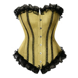 burlesque Women's Sexy Lace Up Brocade Corset Bustier Top Waist Trainer Cincher Plus size S-XXL Overbust Corsets