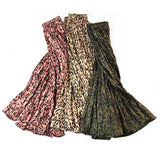 Leopard Print Pleated Midi Long Korean Elegant High Waist A-line Sun Skirt