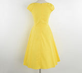 Pin Up Vintage Yellow Cap Sleeve Summer Cotton Casual Polka Dot Rockabilly Retro Dress