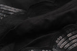 Summer Causal Chiffon Geo Embellished Sequin Shorts Black Mid Waist Size Zipper Regular Beach Party Shorts