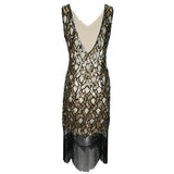 Vintage 20s Art Deco Inspired Flapper Fringe Dress V-neck Sleeveless Beaded Sequin Tassel Party Dress Vestidos