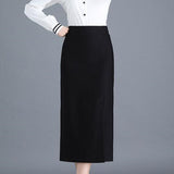 Summer Elegant Midi Pencil High Waist Bandage Black Elastic Bodycon Skirts