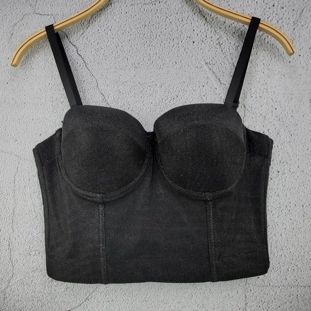 Gradient Shiny Sexy Night Club Party Crop Top Push Up Bralette Bra Cropped To Wear Out Corset Tops Cami Clothing