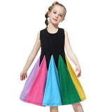 Rainbow Princess Sundress Short Sleeve Party Beach Costume Toddler Kids Dress For Baby Girls