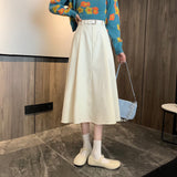 Women High Waist Slim A-Line Elegant Casual Loose Skirts Warm Solid Streetwear