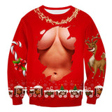 Ugly Christmas Sweater 3d Antler Print Novelty Ugly Christmas Sweater Unisex Men Women Long Sleeve Pullover Jumpers Sweater