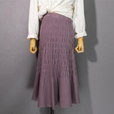 Women High Waist Casual Skirts Korean Style All-match Ladies Knitted Long Mermaid Skirt