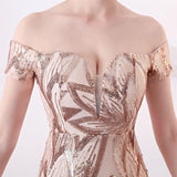 New Off-The-Shoulder Elegant Mermaid Prom Sequin Formal Party Dress Vestido Sexy Long Gown