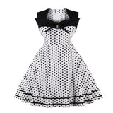 2021 4XL Plus Size Women Clothing Square Neck Tie Front Sleeveless Polka Dot Vintage Elegant 50S Summer A Line Rockabilly Dress