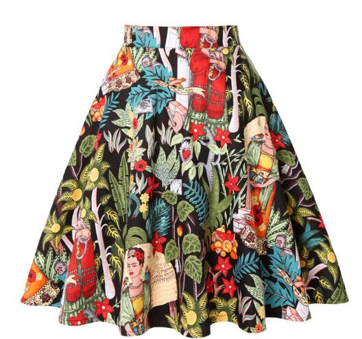 Casual Kawaii Plaid Women Vintage Skirt 50s 60s 40s Harajuku Preppy Floral Printed Japanese School Uniforms Ladies Summer Skater