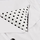 Square Neck White Elegant Double Breasted High Waist A Line Polka Dot Rockabilly Vintage Dress