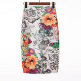 Vintage Ladies Pencil Skirts Midi Sexy OL Style Printed High Waisted Summer Party Skirt