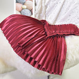 Autumn Winter Women Elastic High Waist Pleated A-Line Long Skirts