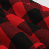 Red Plaid Short Sleeve Cotton Robe Pin Up Swing Checked Print Vintage 50s 60s Dresses