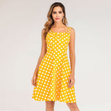 Red White Polka Dot Cotton Spaghetti Strap Robe Pin Up Swing Retro Vintage Dress
