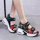 Fashion Sequins Platform Sandals Summer Air Cushion Wedges Shoes Woman New Chunky Heels Soprts Sandalias