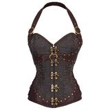 Sexy Vintage Gothic Spiral Steel Boned Halter Corset Lingerie Waist Trainer Body Shaper