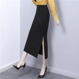 Long Pencil Black Women Korean Fashion Elegant High Wiast Bodycon Skirt