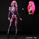 Halloween Scary Cosplay Skeleton Rose Devil Vampire Jumpsuit Party Carnival Costume