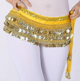 Multi-Rows Gold Coin Beads Belly Dance Skirt Wrap Gift Idea Dance Shows Party Night Out Shining Velvet Hip Scarf Skirt Dancewear