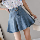 Women Summer Denim Shorts Mini Skirts With Belt Korean Preppy Style Short Jeans Skater Faldas Largas Mujer Modis Jupe