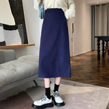 Women High Waist Pencil Skirts Spring Korean Style Solid Color All-match Ladies Elegant Long Skirt