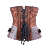 Steampunk Gothic Sexy Steel Boned Faux Leather Halter Waist Training Underbust Top Jacquard Underbust Corset