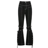 Y2K Rock Punk Black Pants Buckle Metal Zipper Jogger Hip-Hop Harem Track Pants Harajuku Sweatpant Trouser Jeans Mujer Pantalones