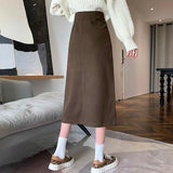 Women High Waist Pencil Skirts Spring Korean Style Solid Color All-match Ladies Elegant Long Skirt